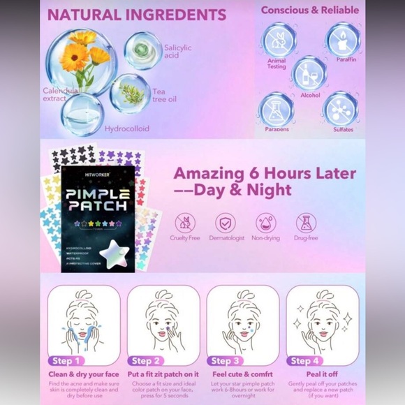 1680 Count Pimple Patches for Face, Hydrocolloid Acne Patch Bulk, Acne Stickers - Picture 12 of 14
